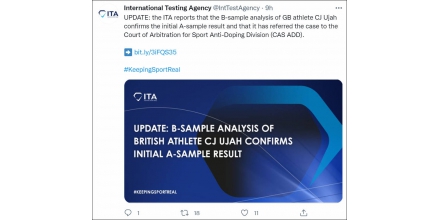 British sprinter ujia's b-bottle urine sample is positive, and the Chinese men's 4x100m relay team i